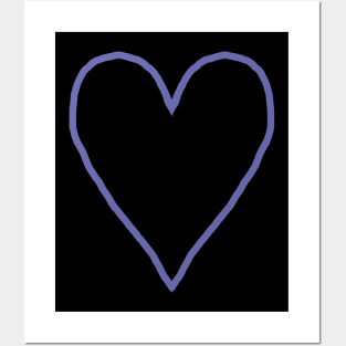 Very Peri Periwinkle Blue Heart Line Art Color of the Year 2022 Posters and Art